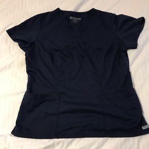 Grey’s Anatomy Indigo Navy Scrub Top LARGE
